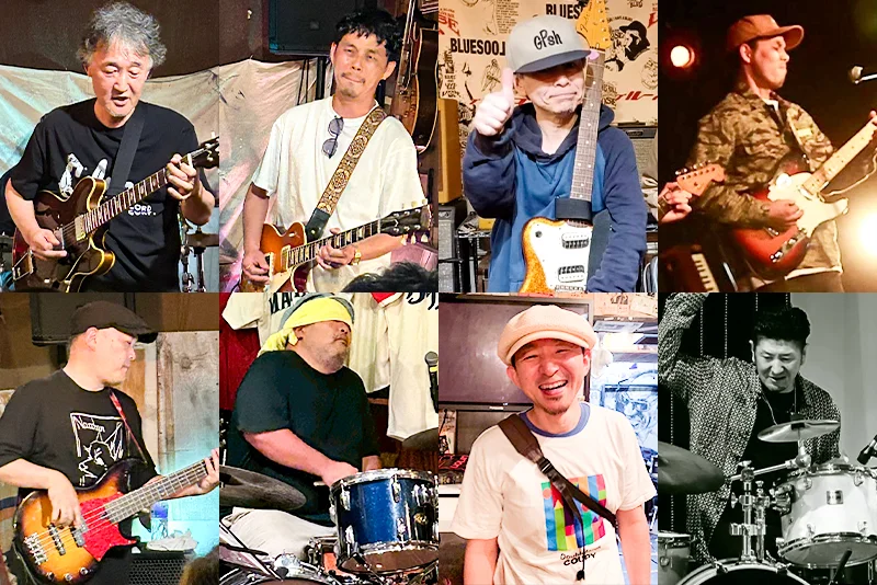 ［栄ちひろ & the Smokestacks］ 栄ちひろ（v/g） 池田真一（g） イチノセ（b） 西野たつや（d） ［BLUES KICKS］ 平山洋介（v/g） 池田真一（g） 小川勝史（b） 高野太一（d）