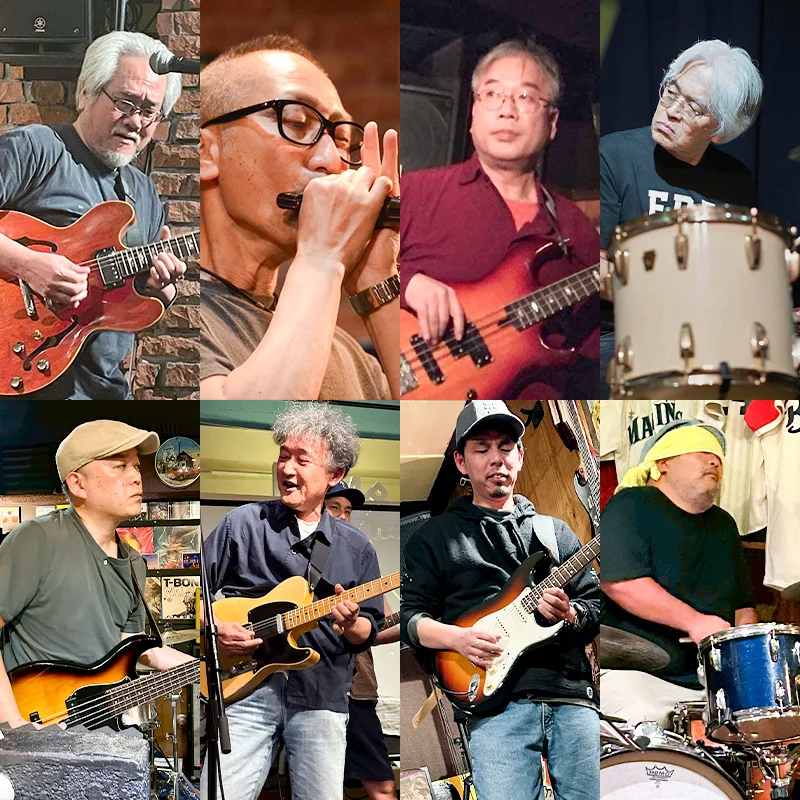 ［チャビー&チャンプ］ チャビー（v/g） チャンプ（h） トウソン（b） 高野秀樹（d）  ［BLUES KICKS］ 平山洋介（v/g） 池田真一（g） 小川勝史（b） 高野太一（d）