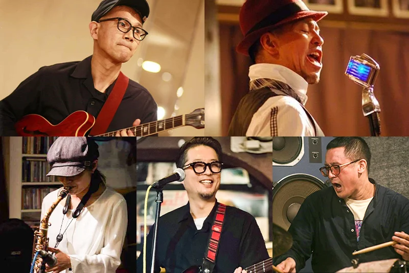 水野快行（gt/vo） Isa Jamming（gt/vo） 南あやこ（alt sax） 中村百錬（ba） 定岡弘将（dr）