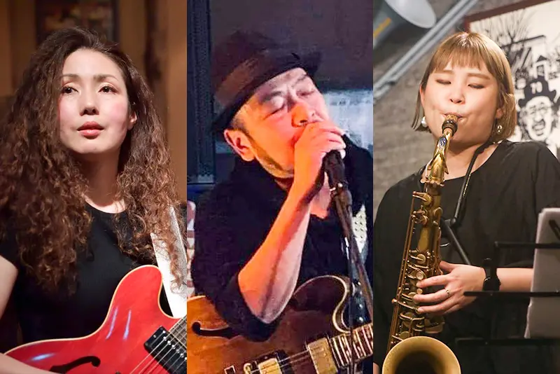 静沢真紀（gt/vo） 岡部キング（gt/vo） 古山晶子（sax）