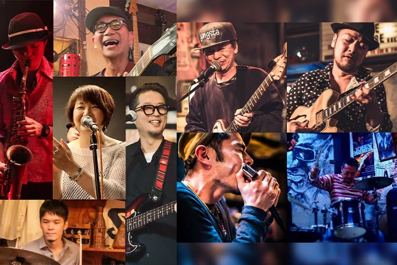 【Vintage Soul Company】 前川歌名子（Vo） Yoshi水野（G） 南あやこ（A-Sax） 中村百錬（B） さーさん（Dr） 【Binboo Trio with アイパー大西】 岡部キング（G&Vo） 栄ちひろ（G&Vo） ブギマシン氷上（Dr） ［Special Guest］アイパー大西（Hp&Vo）