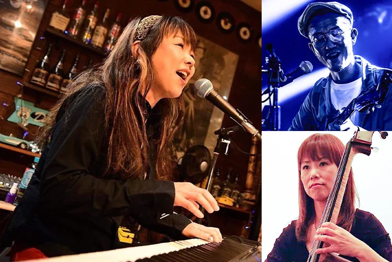 和田八美（pf/vo） ［Guest］カサ・スリム（gt/vo） ［Guest］東ともみ（ba）